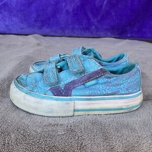 Size 7c - Toddler Vans Girls‎ Turquoise Blue Purple Cheetah Canvas Animal Print